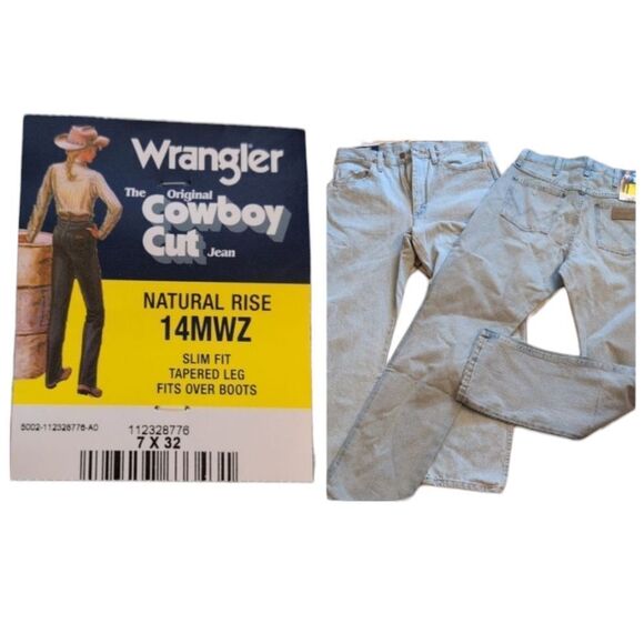 Lot Of 2 NWT Wrangler Original Cowboy Cut Jeans Natural Rise Light Blue Size 7 - Picture 1 of 12